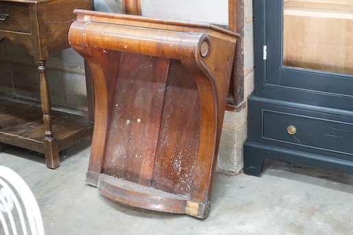 A George IV mahogany pier glass and table with arched pediment, width 66cm, total height 252cm